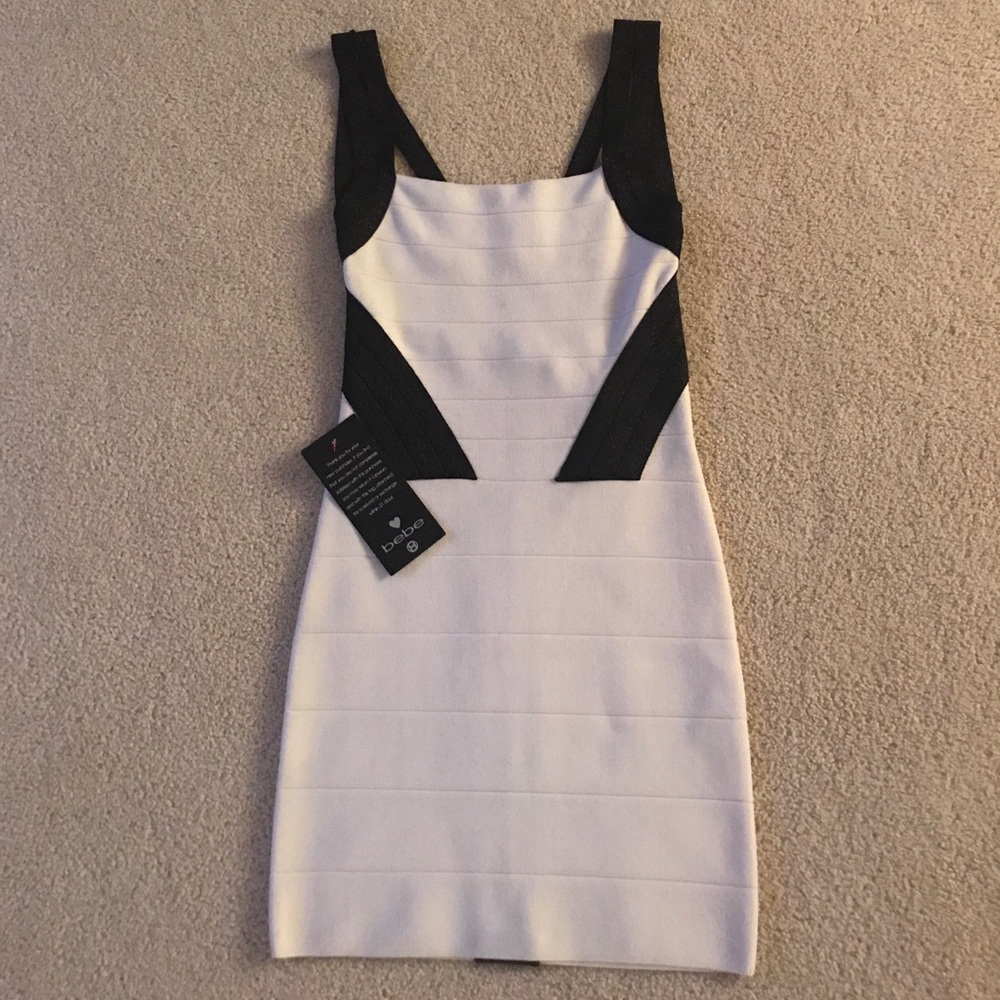 Bebe white and black bandage dress
