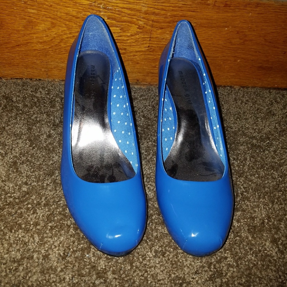 Blue Getta Madden Girl Patent Platform Pump