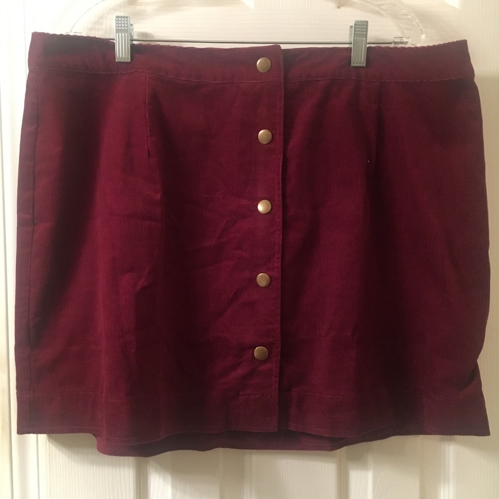 Button-Front Corduroy Skirt