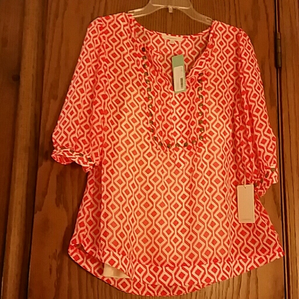 Orange and white 41Hawthorn blouse, L, NWT