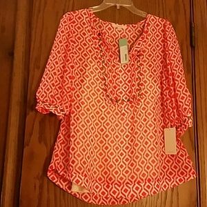 Orange and white 41Hawthorn blouse, L, NWT