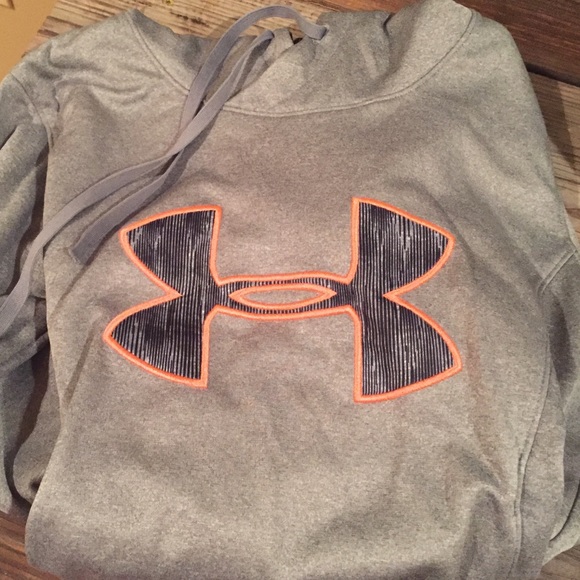 Under Armour Tops - UA Hoodie- Gray with bright orange on the UA logo