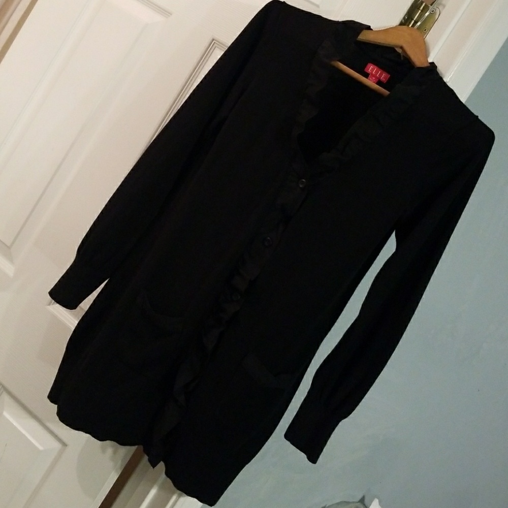 Elle cardigan/duster black long cute