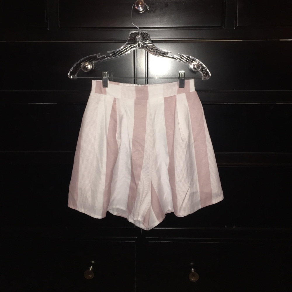 Pink and white striped shorts
