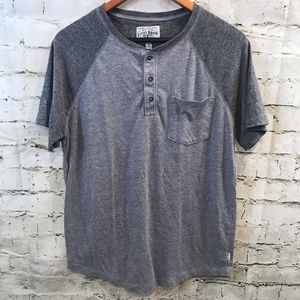 Lucky Brand Button Front T-Shirt Gray Medium