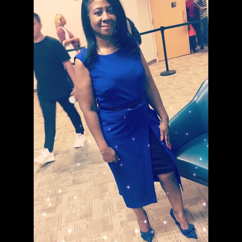 Beautiful blue dress with belt