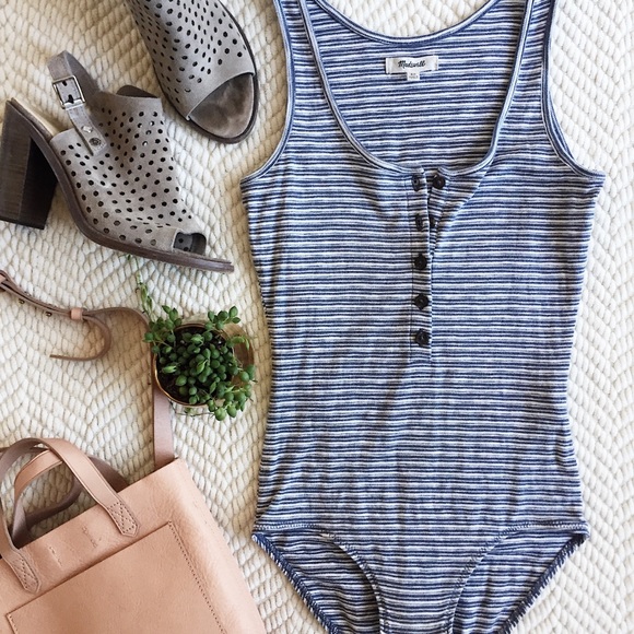Madewell Tops - Madewell striped henley bodysuit