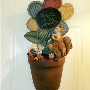 Flowerpot Squirrel Nuthouse Chalkboard Door wreath