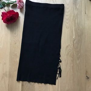 Lace up-Ribbed pencil skirt Lace up-Ribbed pencil skirt