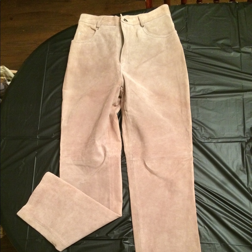 Stone Color Suede Pants