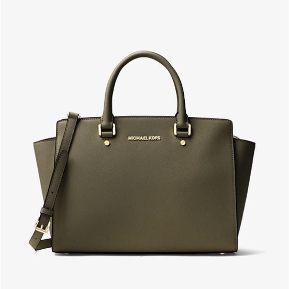 Michael Kors Olive Selma Saffiano Leather Satchel