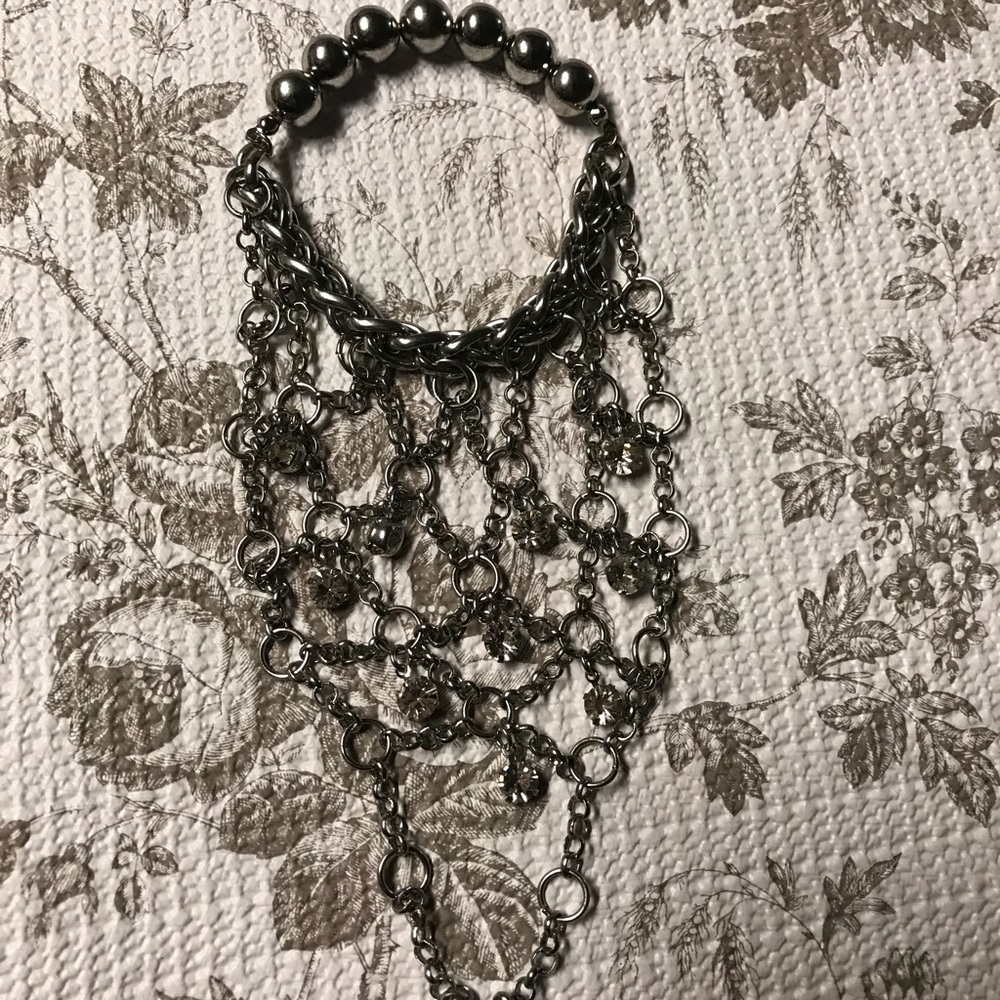 Silver statement bracelet hand piece