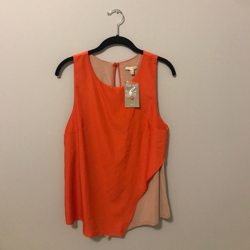 Orange and tan Anthropologie top
