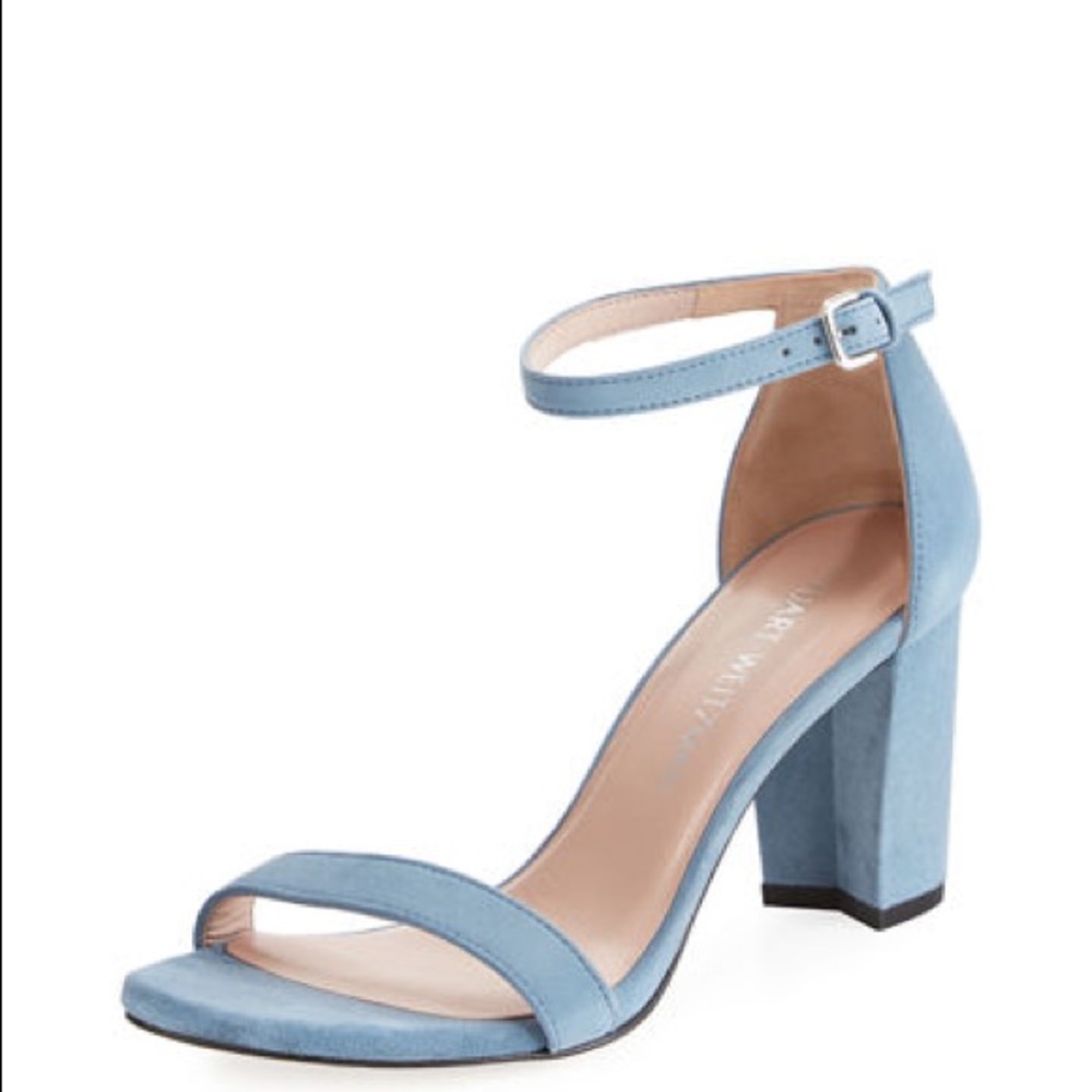 Stuart Weitzmam Block Heel Blue Suede - brand new