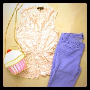 Pink lacy copped top