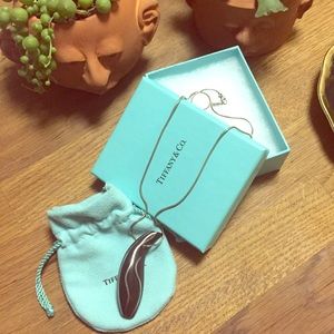 Tiffany & Co Frank Gehry Fish Necklace Silver Wood