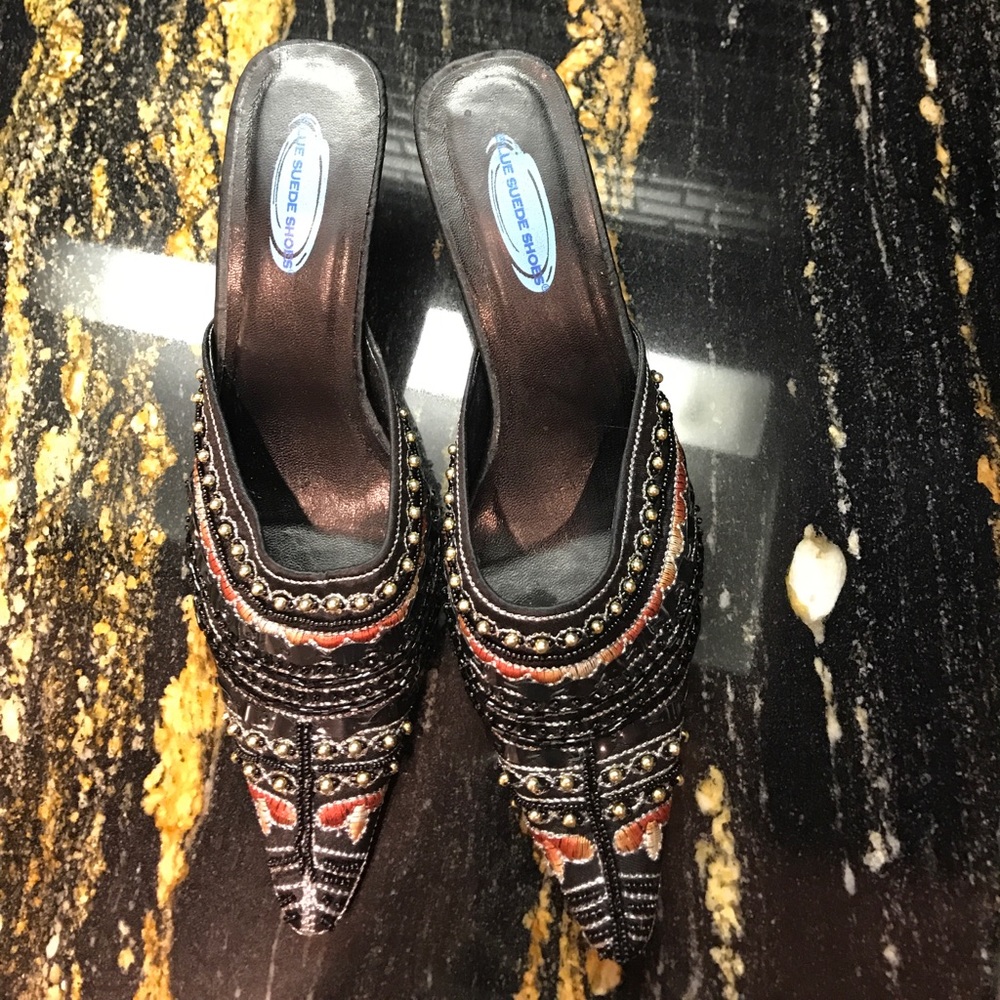 Black Sequin Mules Size 8.5