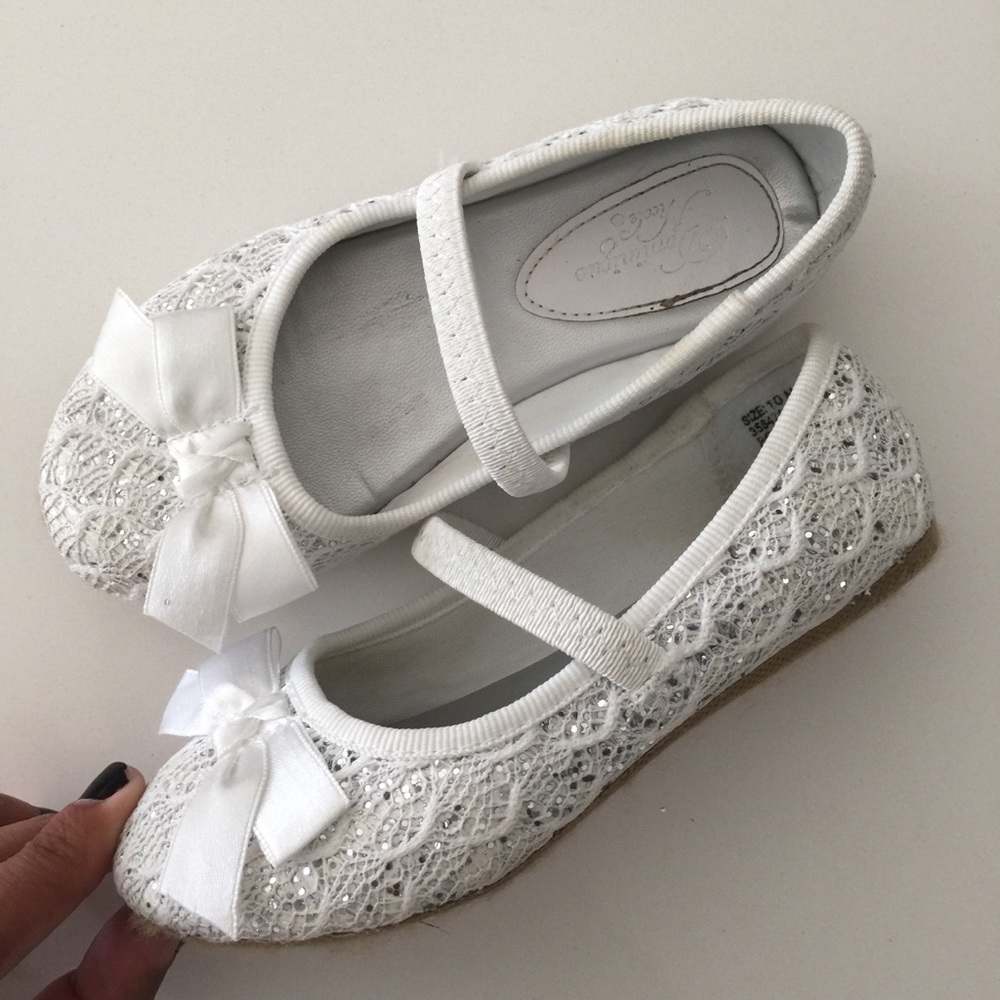 White Sparkle Ballet Flats