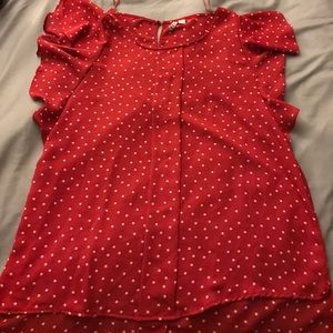 Elle Red Polka Dot Blouse