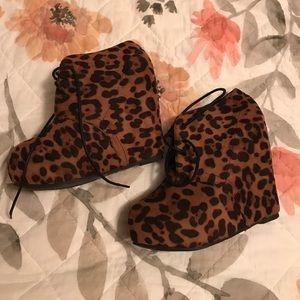 Leopard Wedge Booties
