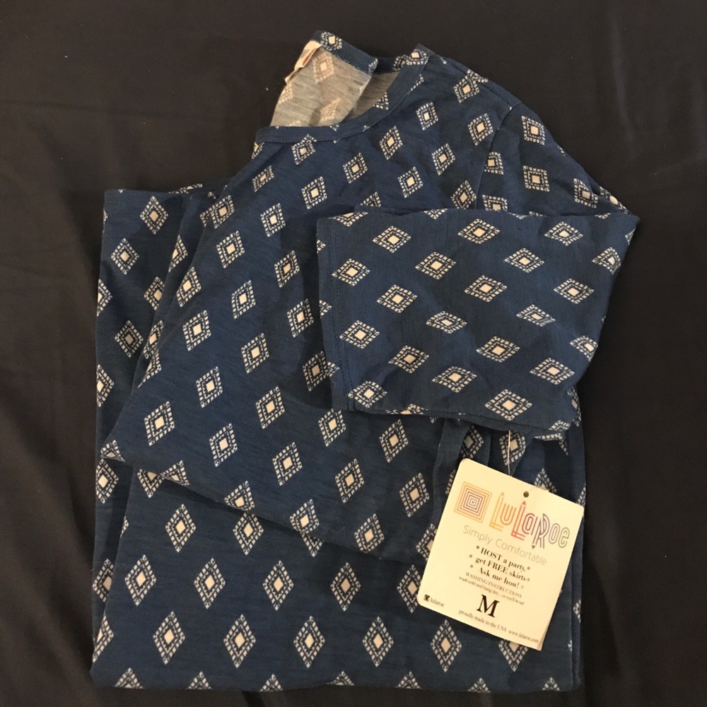 Blue Lularoe diamond patterned Julia dress