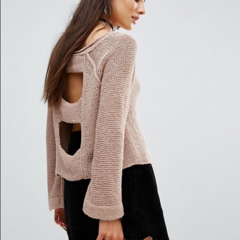 NWT Free People Cropped Sweater with Back Detail