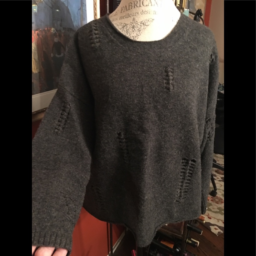 J. Jill Gray Boxy Sweater w/ Weave Detailing