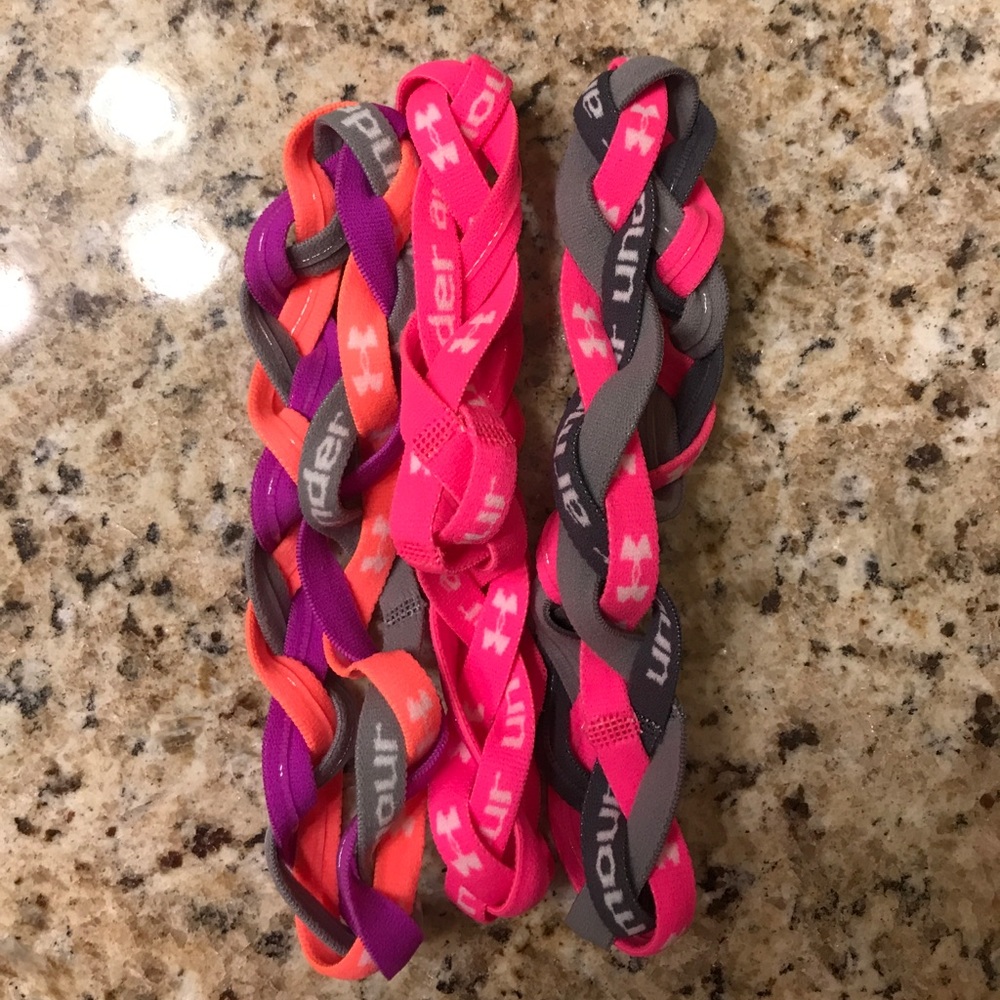 Set of 3 braided Under Armour headbands with stick