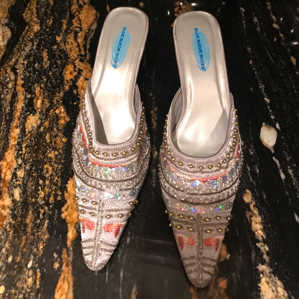 Silver Sequin Mules New With Tags 8.5