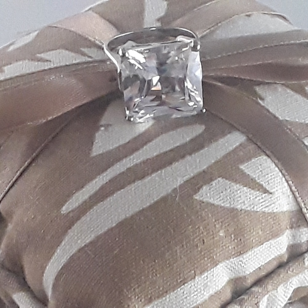 Square CZ Silver Ring