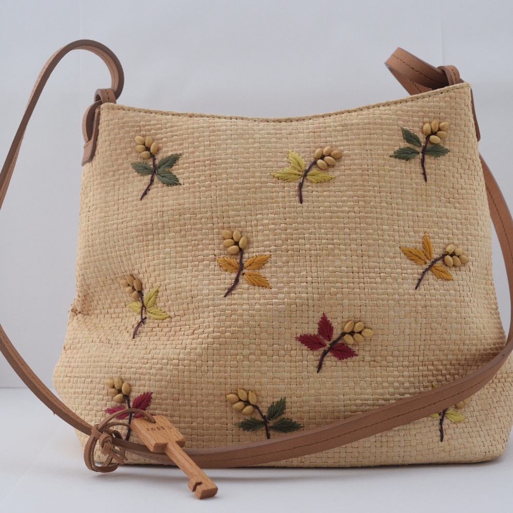 Vintage Fossil Woven and Beaded Handbag