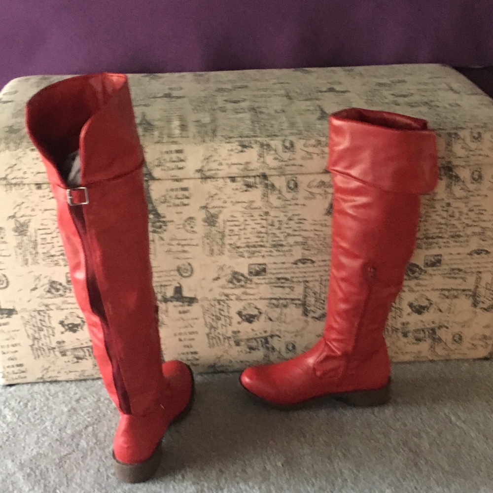 Red Over-the-Knee Riding boot, size 9