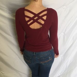Charlotte Russe Sweetheart Maroon Long Sleeve