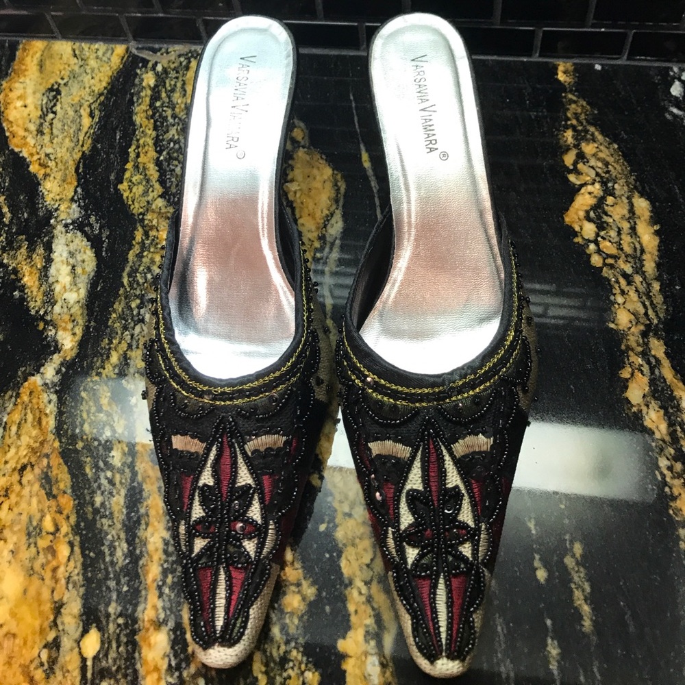 Black Multi Sequin Mules *New w Tags  Size 9