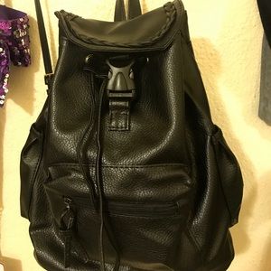 Black leather backpack