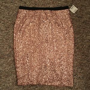 Gold Sequin Pencil Skirt