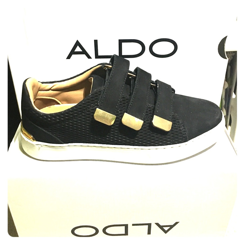 ALDO PALSE BLACK/GOLD VELCRO SNEAKERS
