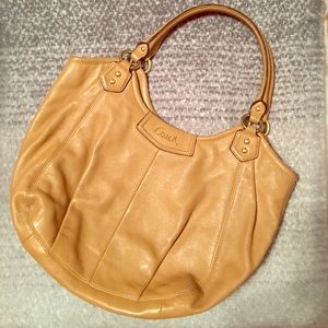 Tan leather Coach shoulder bag