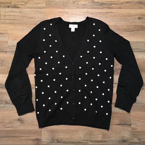 LOFT Sweaters - LOFT classic black & white polka dot cardigan, S