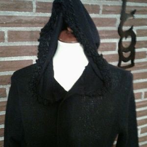 Hooded Black Cardigan