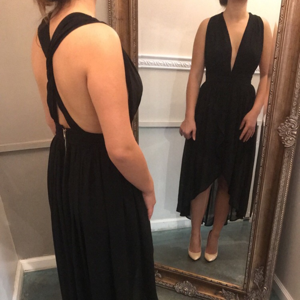 Brand New Black High Low Chiffon layered dress