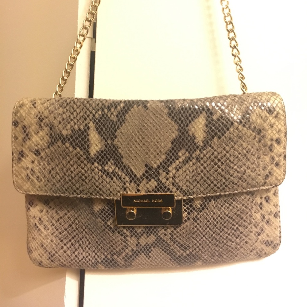Michael Kors Snakeskin Purse with gold detail