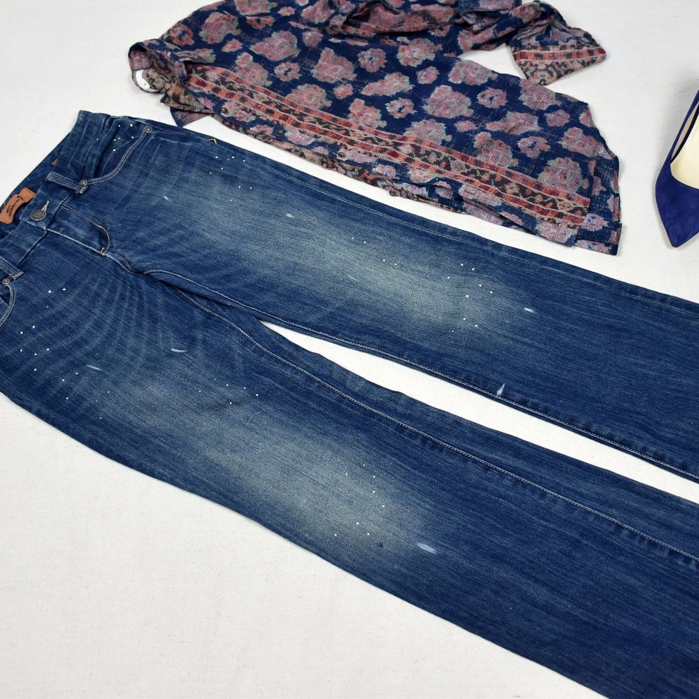 Seven7 Boot Cut Paint Splatter Jeans Sz 28