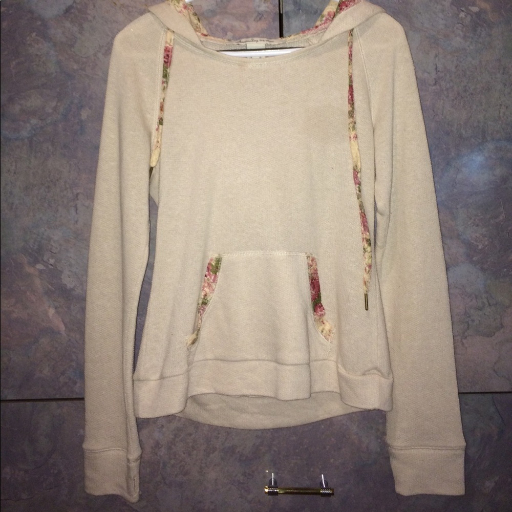 Cream coloreld floral hoodie
