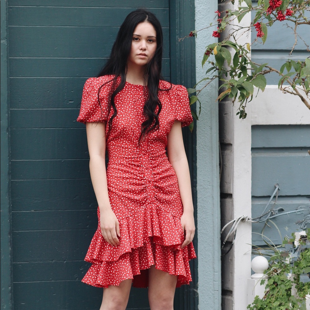 Red Ruffle Dress - Picture 2 of 3