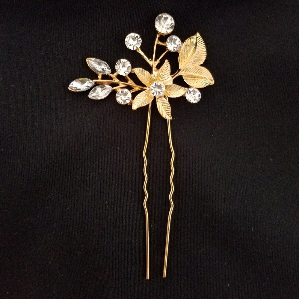 New bridal rosegold flower floral diamond hair pin