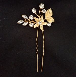 New bridal rosegold flower floral diamond hair pin