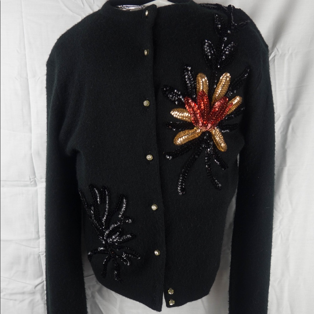 Vintage Rosanna Orlon Black sweater Cardigan