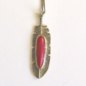 Red and Antique gold leafed necklace