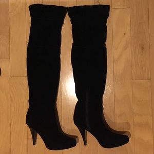 Velvet over-the-knee boots